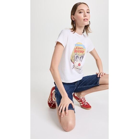 RE/DONE Kisses for Revenge Graphic Retro 70's Loose Tee Vintage White Sz XS $150 - Picture 11 of 12
